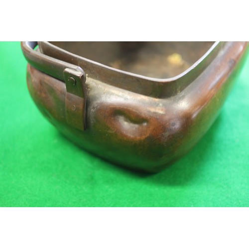 120 - A rectangular bronze pot pourri basket with perforated cover and swing handle, 6