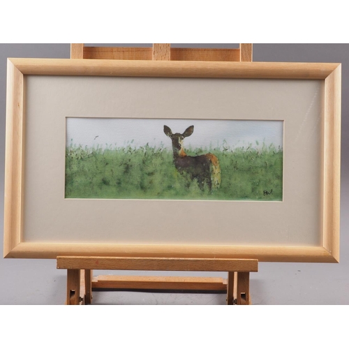 315 - Paul: two watercolours of deer, 5