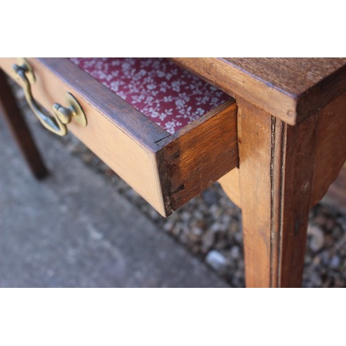 401 - A largely early 19th century Cuban mahogany side table, fitted single drawer, on chamfered supports,... 