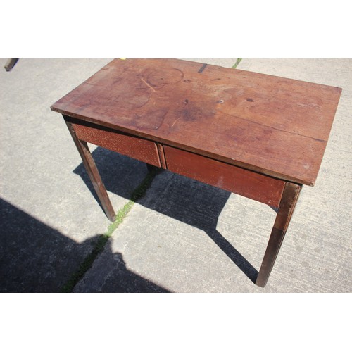 401 - A largely early 19th century Cuban mahogany side table, fitted single drawer, on chamfered supports,... 