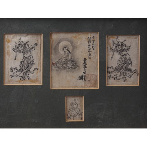 291 - A Chinese monochrome diptych of a horse and figure, 52