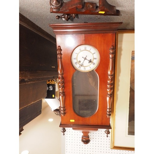 119 - An early 20th century figured walnut shape top mantel clock with gilt dial, 10 3/4