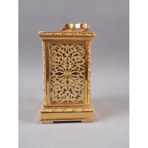 117 - An early 20th century Strydhagen style five-window and gilt metal hour striking carriage clock with ... 