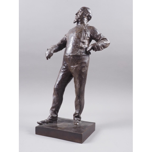 135 - F Sicart: a late 19th century bronze figure of a fencer, with E Gruet Jeune foundry mark to base, 14... 