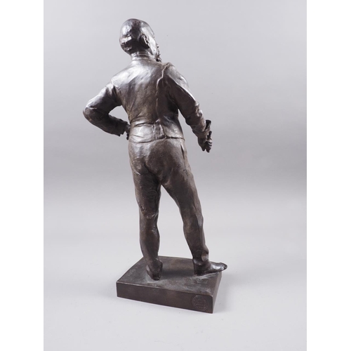 135 - F Sicart: a late 19th century bronze figure of a fencer, with E Gruet Jeune foundry mark to base, 14... 