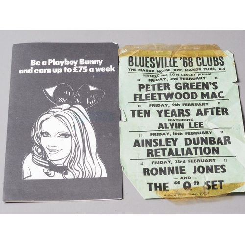 224 - A 1968 Bluesville Clubs flyer, promoting Peter Greens Fleetwood Mac, Ten Years After featuring Alvin... 