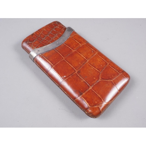 234 - A silver mounted crocodile leather cigar case