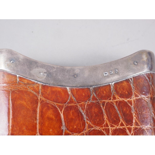 234 - A silver mounted crocodile leather cigar case