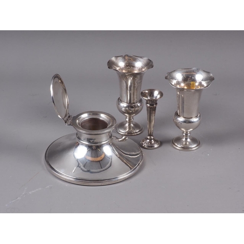 253 - A pair of silver filled trumpet vases, 4