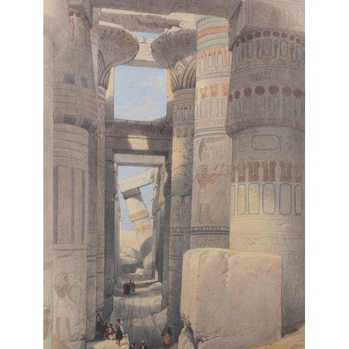 287 - After David Roberts: a set of three prints, interior scenes of Philae and Karnak, and the Temple at ... 