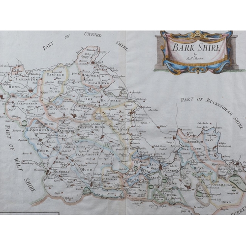 312 - An early 18th century Robert Morden hand-coloured map of Berkshire, 14 3/4