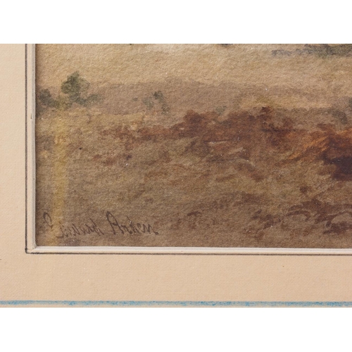 331 - Edward Tucker: watercolours, lake and landscape with sheep, 13 1/2