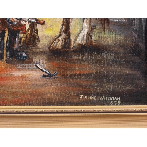 360 - Jean Wildman, 1979: oil on canvas faced board, blacksmith's workshop, 17 1/4