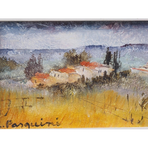 374 - L Pasquini: acrylic on board, landscape, 3