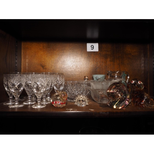 38 - Two sets of six Royal Doulton cut glass pedestal drinking glasses, a pair of Edinburgh Crystal whisk... 