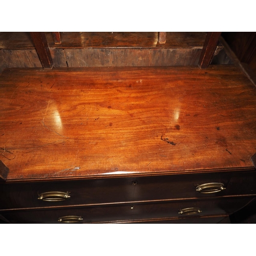 387 - A 19th century mahogany chest of three long graduated drawers, on bracket supports, 36