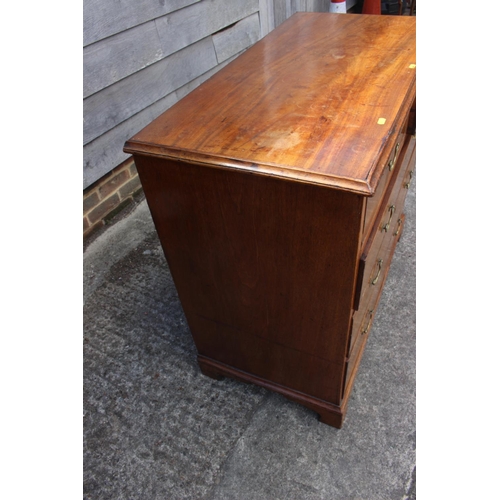 421 - A 19th century mahogany chest of two short and three long graduated drawers, on bracket supports, 38... 