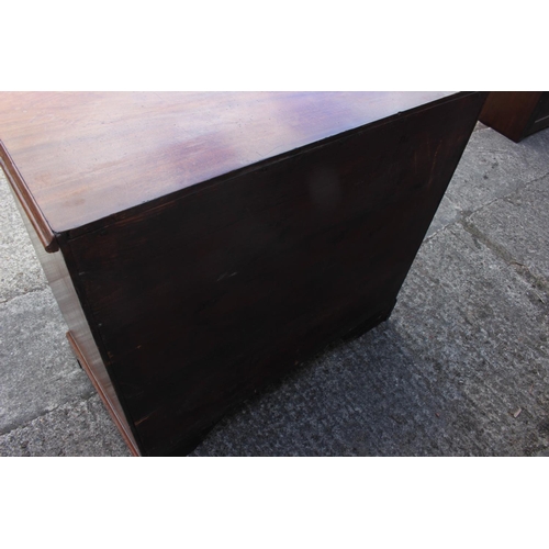 421 - A 19th century mahogany chest of two short and three long graduated drawers, on bracket supports, 38... 