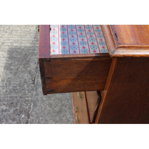 421 - A 19th century mahogany chest of two short and three long graduated drawers, on bracket supports, 38... 