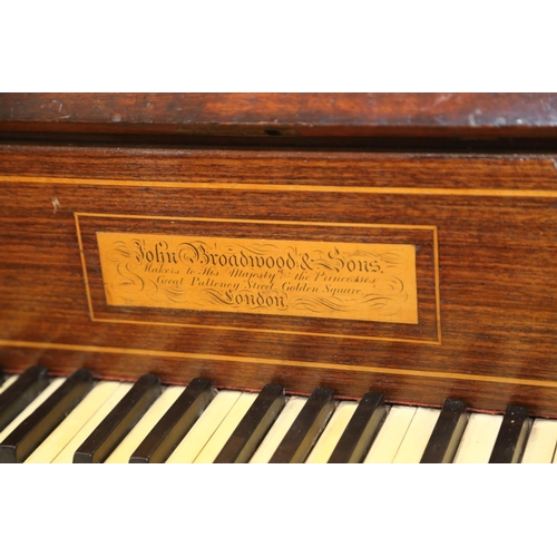 428 - A John Broadwood mahogany and banded square piano, on turned supports, 68