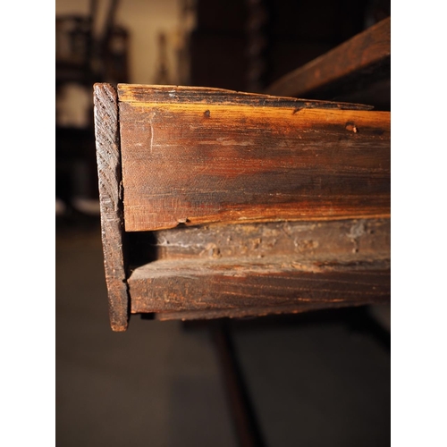 433 - A 19th century carved oak table centre, fitted one drawer, on barley twist and stretchered supports,... 