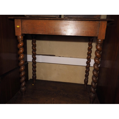 438 - A 19th century oak side table ,on barley twist supports, 35