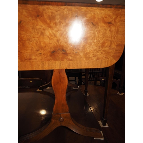 481 - A faded burr walnut and banded sofa table, on panel end splay supports, 54