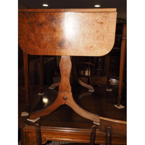 481 - A faded burr walnut and banded sofa table, on panel end splay supports, 54