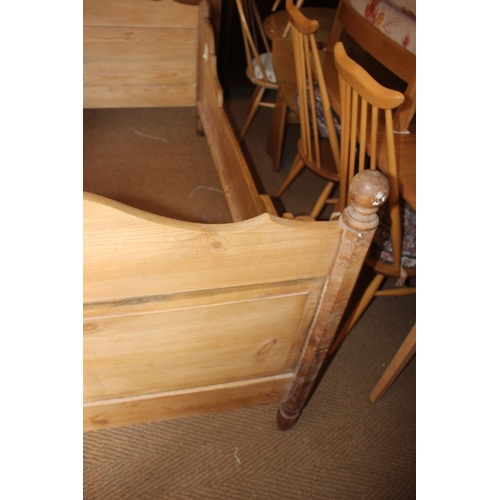 549 - A 19th century stripped pine bed with shaped panel ends, 42