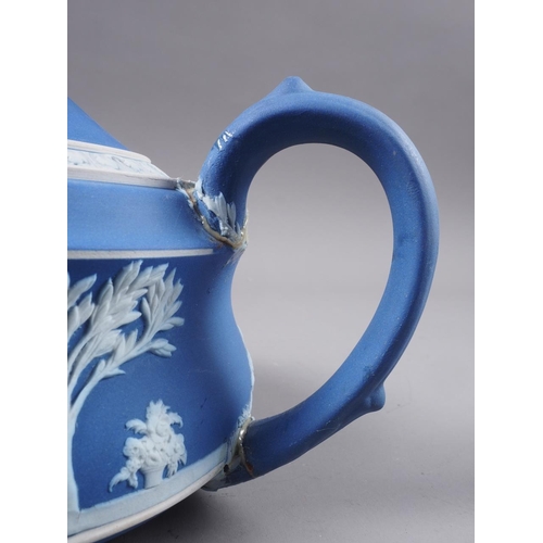 59 - A 19th century Wedgwood, blue jasper dip teapot, a similar jug with pewter lid, and a number of othe... 