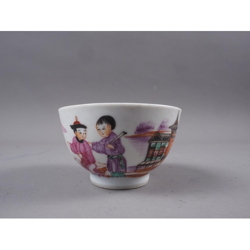 70 - A pair of Chinese pink glazed tea bowls with interior peach decoration, 2