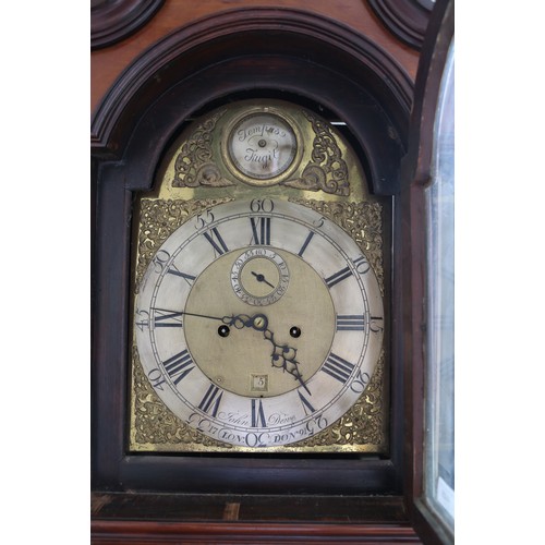 445 - John  Dene, 1791: a satinwood and inlaid long case clock with broken swan neck pediment and split tu... 