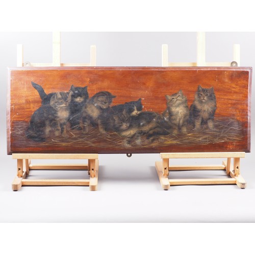 364 - Three 19th century oils on hardwood panels, studies of kittens, 12 1/2