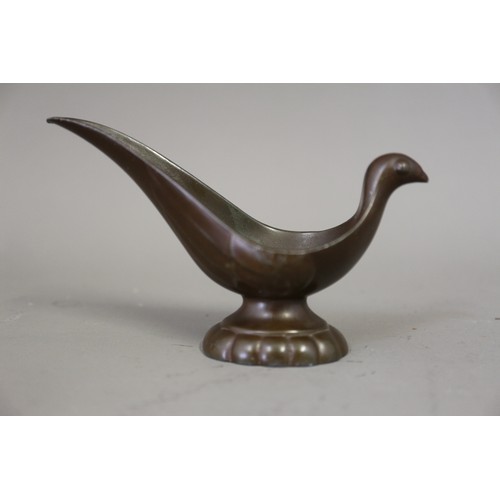 156 - An early 20th century Danish bronzed pipe rest formed as a bird by Just Andersen 4 1/4