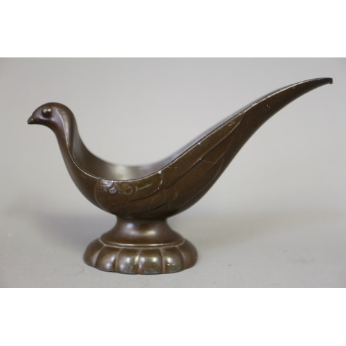 156 - An early 20th century Danish bronzed pipe rest formed as a bird by Just Andersen 4 1/4