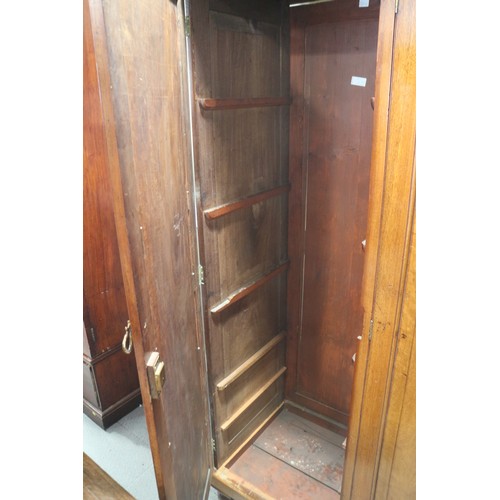 430 - A 19th century French walnut inverse breakfront wardrobe enclosed four panel doors, on turned suppor... 