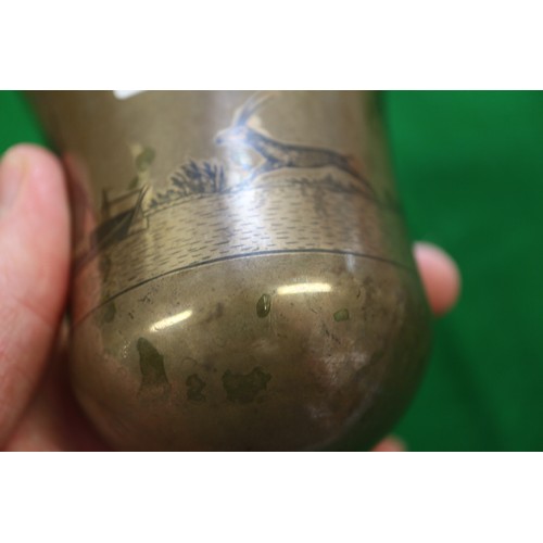 252 - A Middle Eastern?  white metal niello goblet, 5