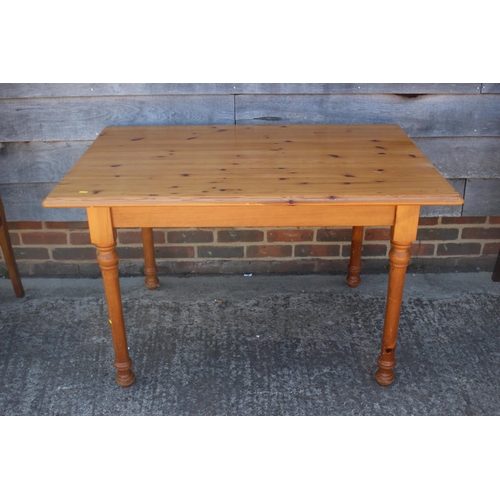 436 - A pine kitchen table, 48