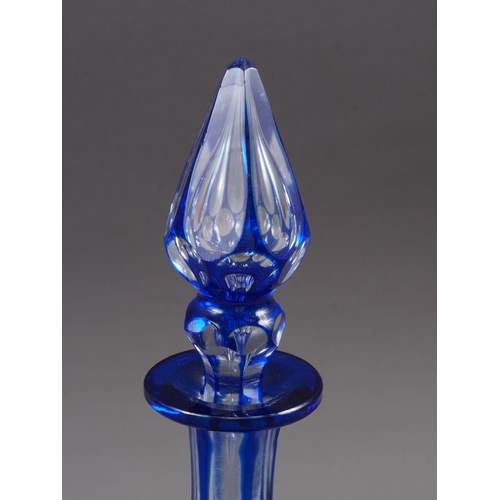 20 - A Victorian overlaid blue and clear glass scent bottle, 11