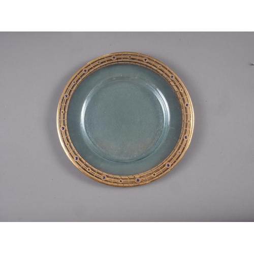 26 - A set of four gilt and enamel decorated glass platters, 14