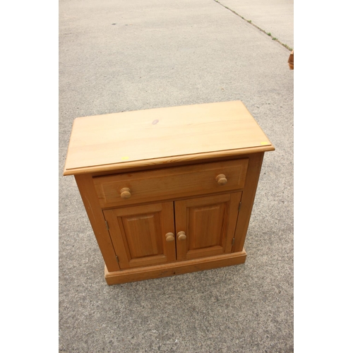 441 - Three waxed pine side cabinets, fitted drawers over cupboards, 27 1/2