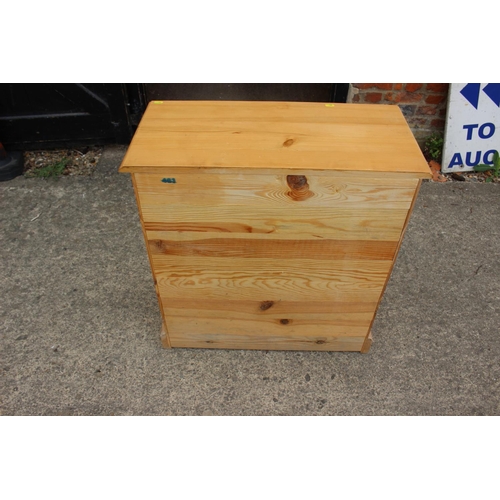 441 - Three waxed pine side cabinets, fitted drawers over cupboards, 27 1/2