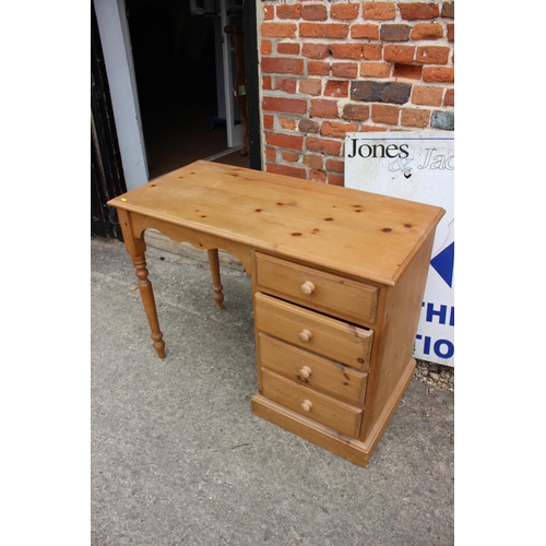 453 - A stripped pine single pedestal desk, fitted four drawers, 42