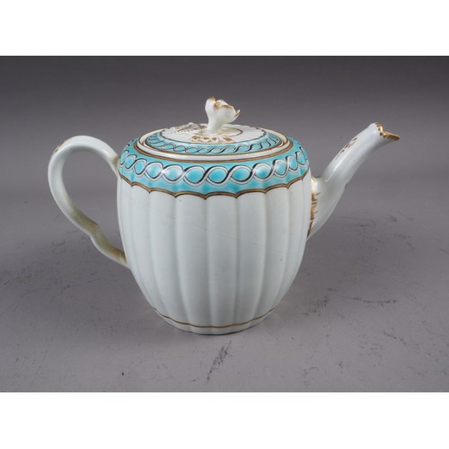 2 - A 19th century Worcester bullet teapot, two Worcester drum teapots, a similar tea caddy and other ea... 