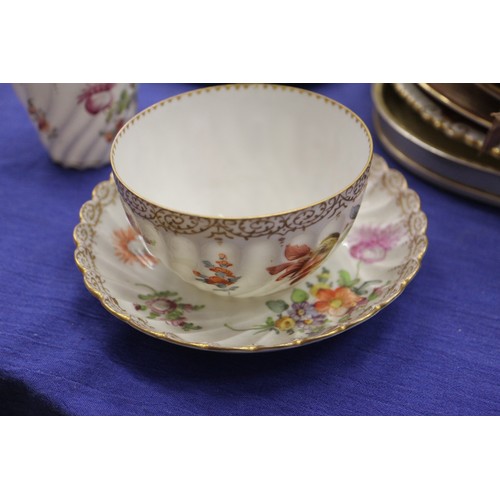 71 - A quantity of china, including a crimson and gilt decorated part combination service, a Dresden cup ... 