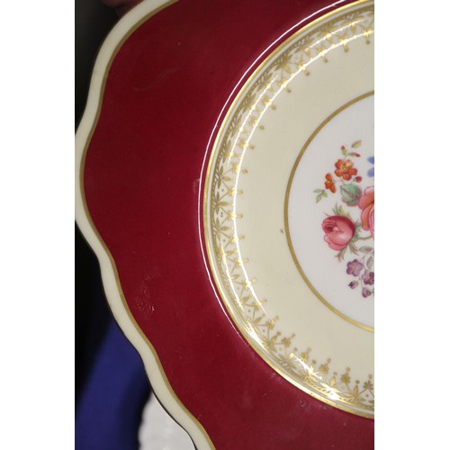 71 - A quantity of china, including a crimson and gilt decorated part combination service, a Dresden cup ... 