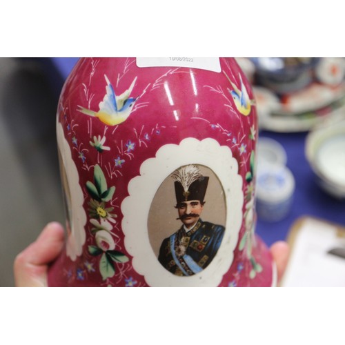 71 - A quantity of china, including a crimson and gilt decorated part combination service, a Dresden cup ... 