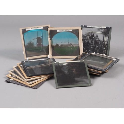 171 - Eighteen Victorian magic lantern slides of Essex and Hertfordshire villages, including windmill at B... 