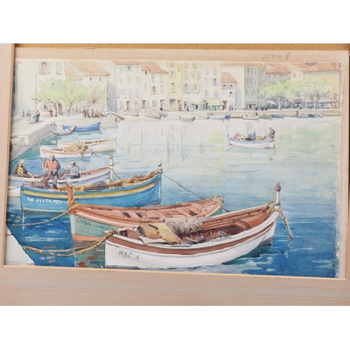 326 - W D Cobbett: watercolours, Mediterranean harbour scene, 10 3/4