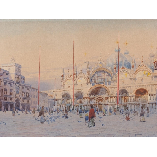 335 - E Bannister?: a 19th century watercolour, Saint Mark's Venice at dusk, 7